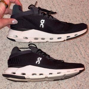 On Cloud Running Black and White Cloud Sneakers